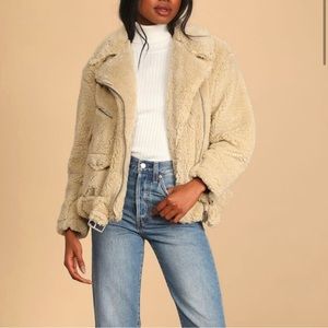NWOT free people sherpa So Cozy Slouchy Moto Biker Jacket